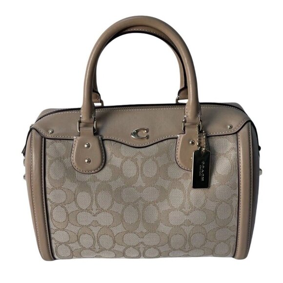 Coach Rowan Satchel Bag in Blocked Signature Canvas, Classic Elegant Office - Picture 1 of 5